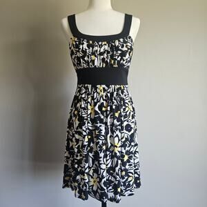 Love‎ Tease Dress Size L Black Floral Babydoll Fit & Flare Milkmaid Y2K Stretch